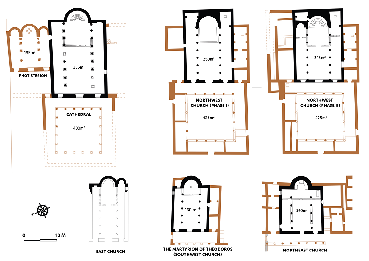 Schematics of the churches at Hippos